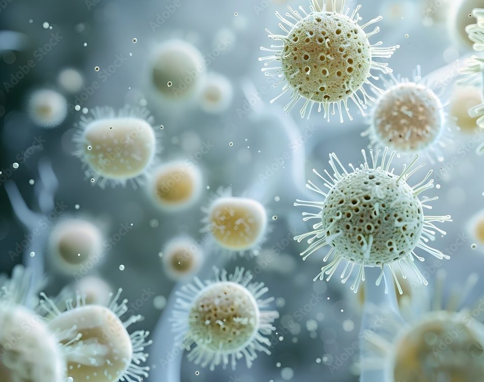 Closeup of Floating Mold Spores in the Air with Abstract and Organic Textures